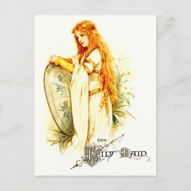 The Lily Maid with Lancelot's Shield Postcard (Front)