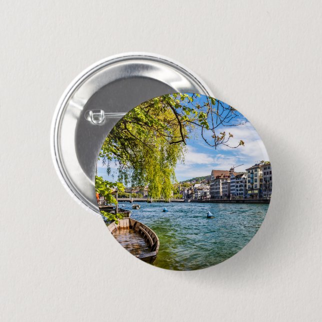 The Limmat River, Zurich Button (Front & Back)