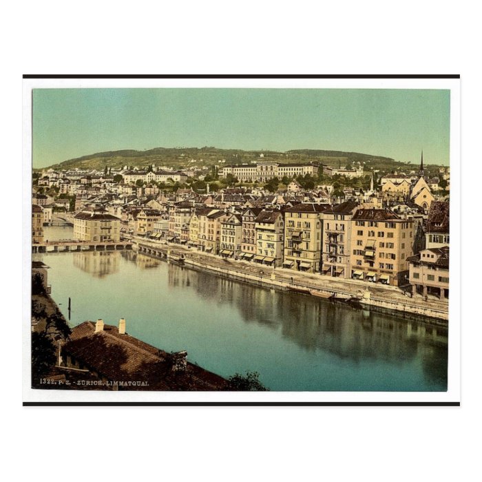 The Limmatquay, with Polytechnic, Zurich, Switzerl Post Card