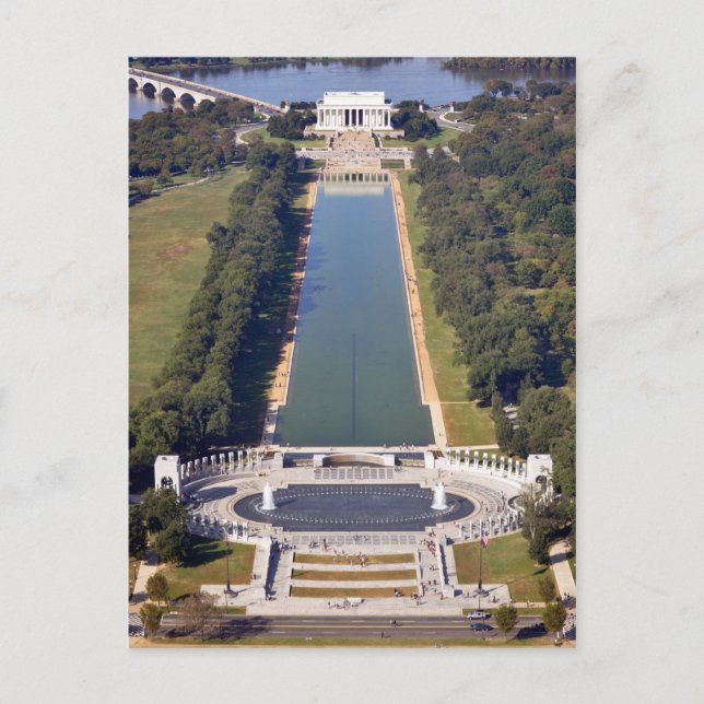 The Lincoln Memorial and World War II Memorial Postcard (Front)