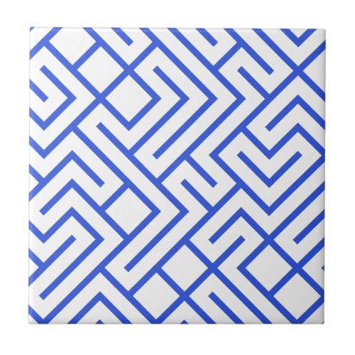 The Lined Labyrinth Type Blue Pattern Ceramic Tile