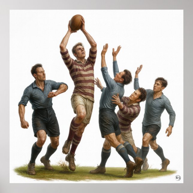 The lineout -  Vintage Rugby Print (Front)