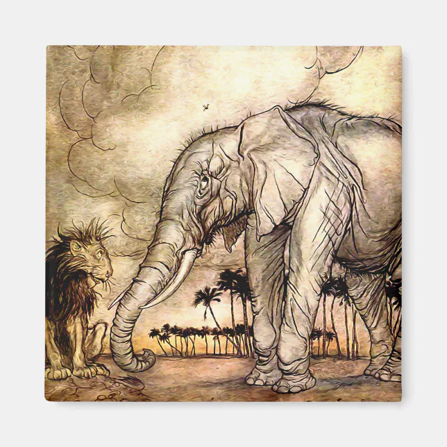 “The Lion and The Elephant” by Arthur Rackham Magnet | Zazzle