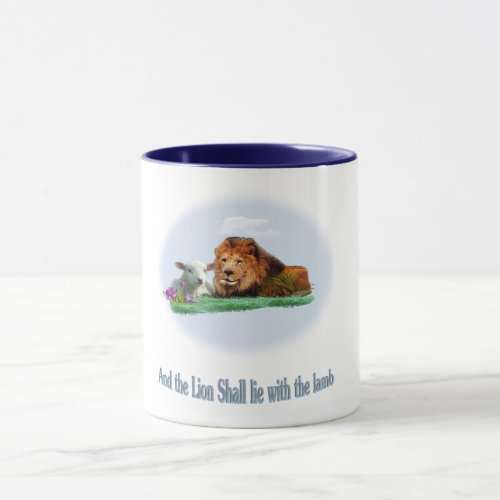 The lion and the lamb art mug
