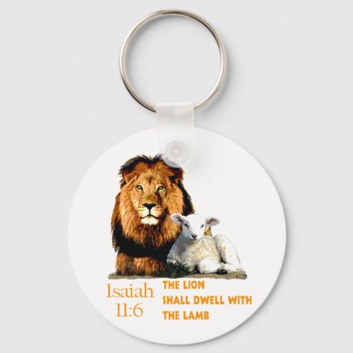 The Lion and the Lamb Isaiah 116 Keychain