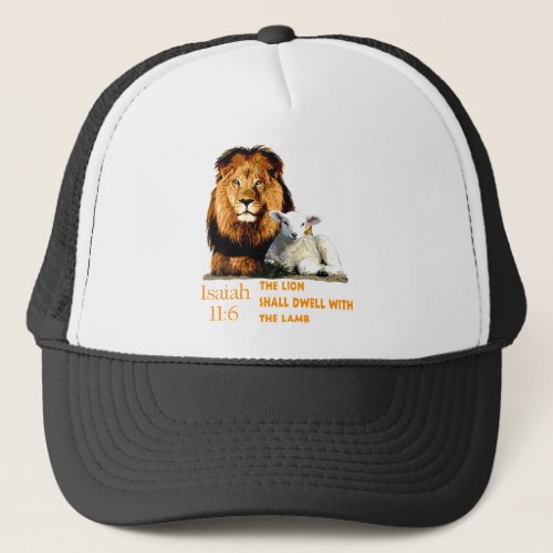 The Lion and the Lamb Isaiah 116 Trucker Hat