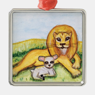 The Lion and the Lamb Metal Ornament