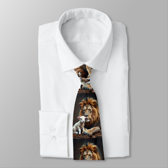 The Lion and The Lamd Neck Tie (Tied)