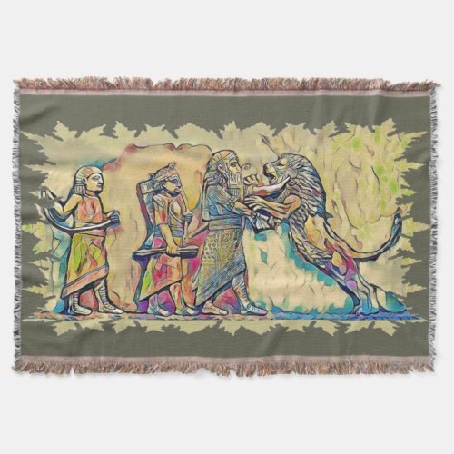The Lion Hunters Throw Blanket