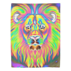 The Lion in Negative Rainbow Duvet Cover