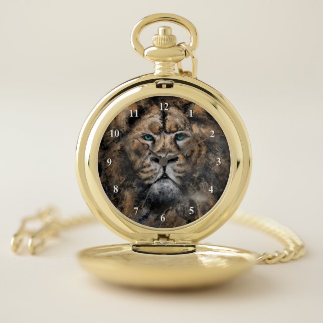 The Lion King - Abstract Art Modern Style Painting Pocket Watch (Inside)