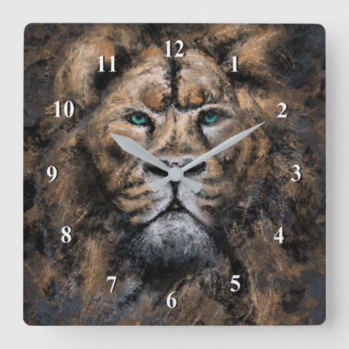 The Lion King _ Abstract Art Modern Style Painting Square Wall Clock