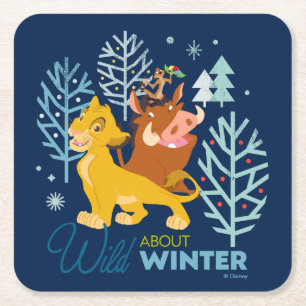 The Lion King Wild About Winter Square Paper Coaster