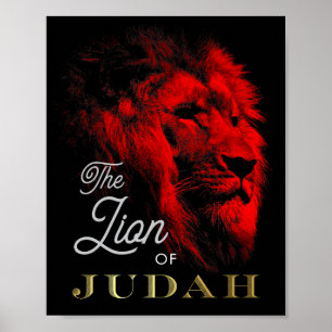 The Lion of Judah Black Red Gold Christian Poster