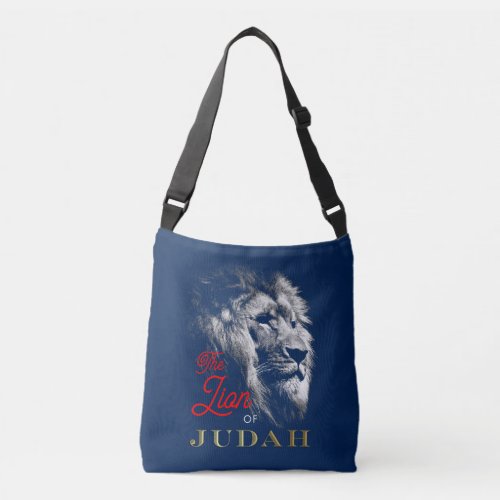 The Lion of Judah Navy Blue Red Gold Christian Crossbody Bag