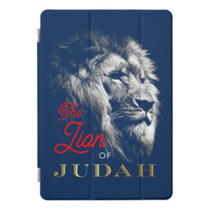 The Lion of Judah Navy Blue Red Gold Christian iPad Pro Cover