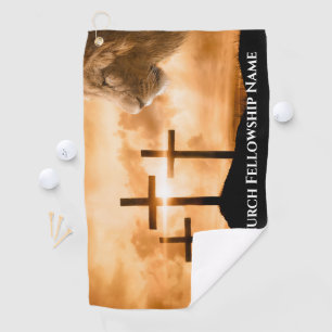 The Lion of Judah Three Crosses Church Pastor Golf Towel