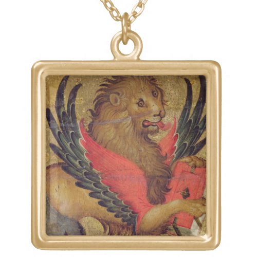The Lion of St Mark oil on panel Gold Plated Necklace