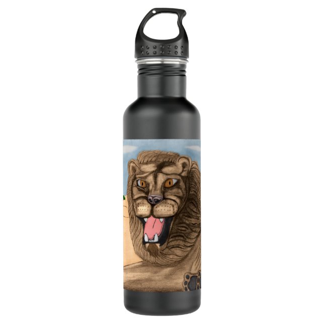 The Lion Stainless Steel Water Bottle (Front)