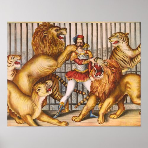 The Lion Tamer Vintage Circus Poster