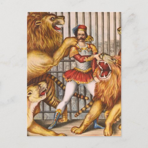 The Lion Tamer Vintage Circus Poster Postcard