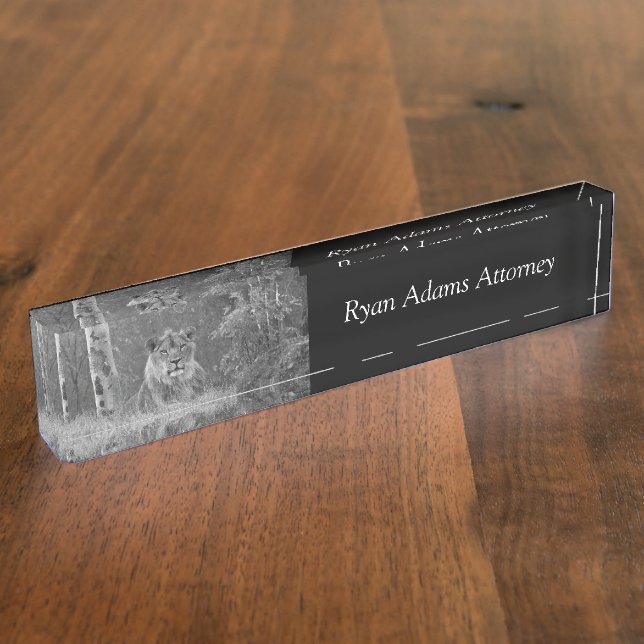 The Lion waits Name Plate (Side)