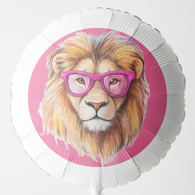 The Lion with Pink Glasses Balloon (Front)