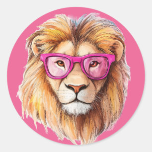 The Lion with Pink Glasses Sticker