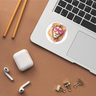 The Lion with Pink Glasses Sticker