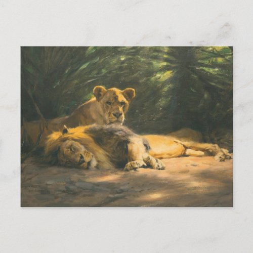 The Lions Den by Wilhelm Kuhnert Postcard