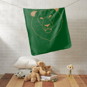 The Lion's Gaze: Golden Contour Baby Blanket