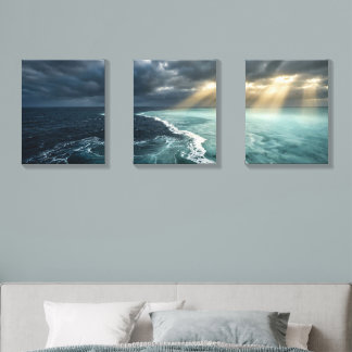 The Liquid Barzakh: Ocean Halocline Triptych Canvas Photo Tile
