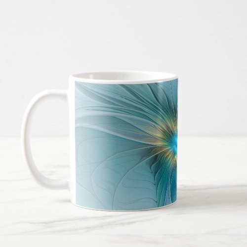 The little Beauty Modern Blue Gold Fractal Flower Coffee Mug