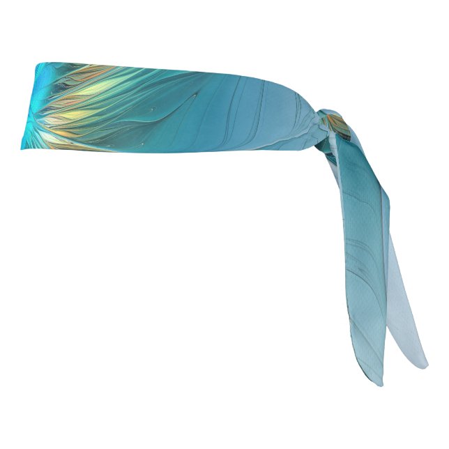 The little Beauty Modern Blue Gold Fractal Flower Tie Headband (Rotate 90)