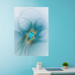 The little Beauty Modern Blue Gold Fractal Flower Wall Decal