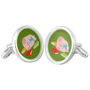 The Little Book Lover (Cartoon Pig) Cufflinks