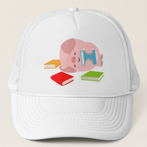 The Little Book Lover Cartoon Pig Hat