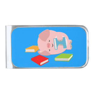 The Little Book Lover (Cartoon Pig) Money Clip