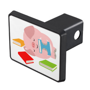 The Little Book Lover (Cartoon Pig) Trailer Hitch Cover