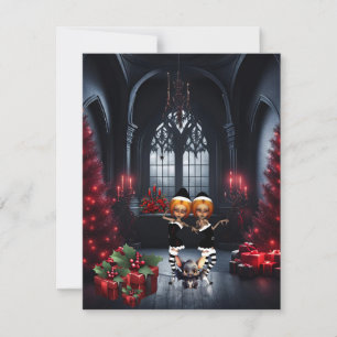 The little dark elves celebrate Christmas Holiday Card