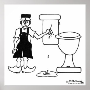 The Little Dutch Boy Stops a Leak in a Toilet Poster