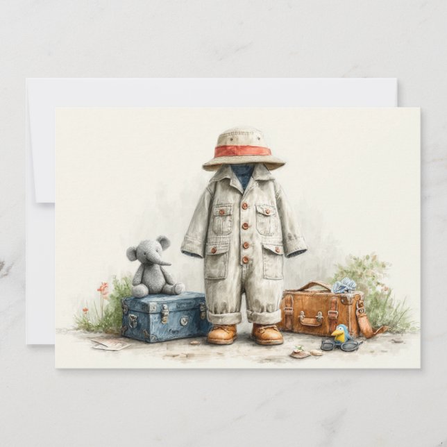 The Little Explorer Safari Adventure 1st Birthday Invitation (Front)