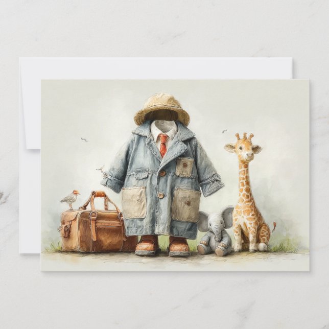 The Little Explorer Safari Adventure 1st Birthday Invitation (Front)