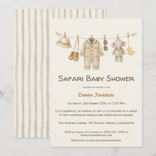 The Little Explorer   Safari Adventure Baby Shower Invitation
