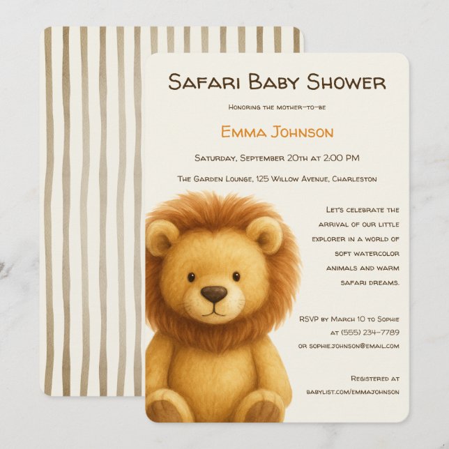 The Little Explorer | Safari Friends Baby Shower Invitation (Front/Back)