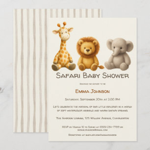 The Little Explorer   Safari Friends Baby Shower Invitation
