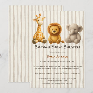 The Little Explorer   Safari Friends Baby Shower Invitation