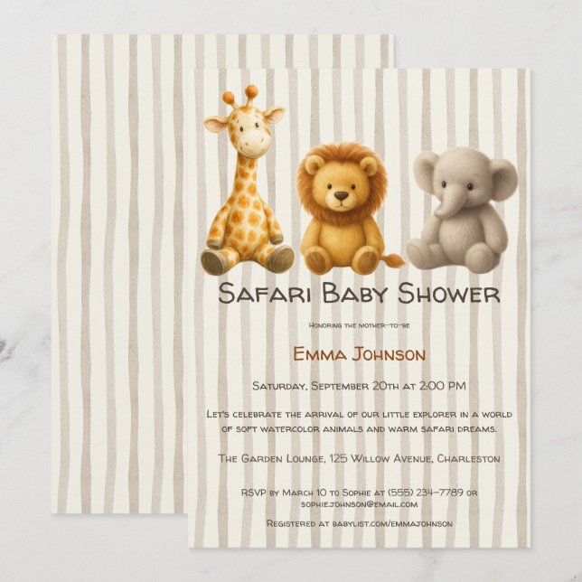 The Little Explorer | Safari Friends Baby Shower Invitation (Front/Back)