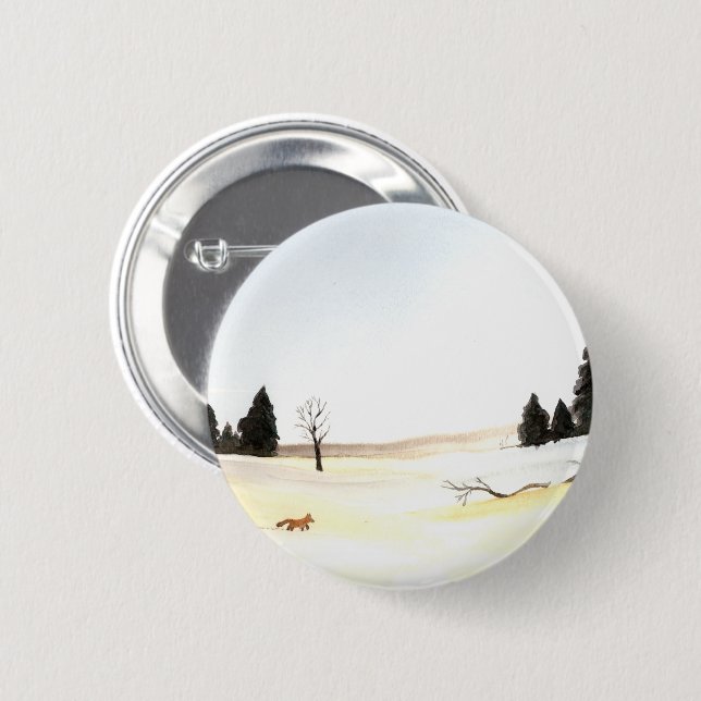 The Little Fox Pinback Button (Front & Back)