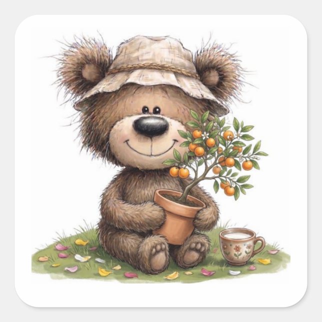 The Little Gardener's Tea Time Square Sticker (Front)